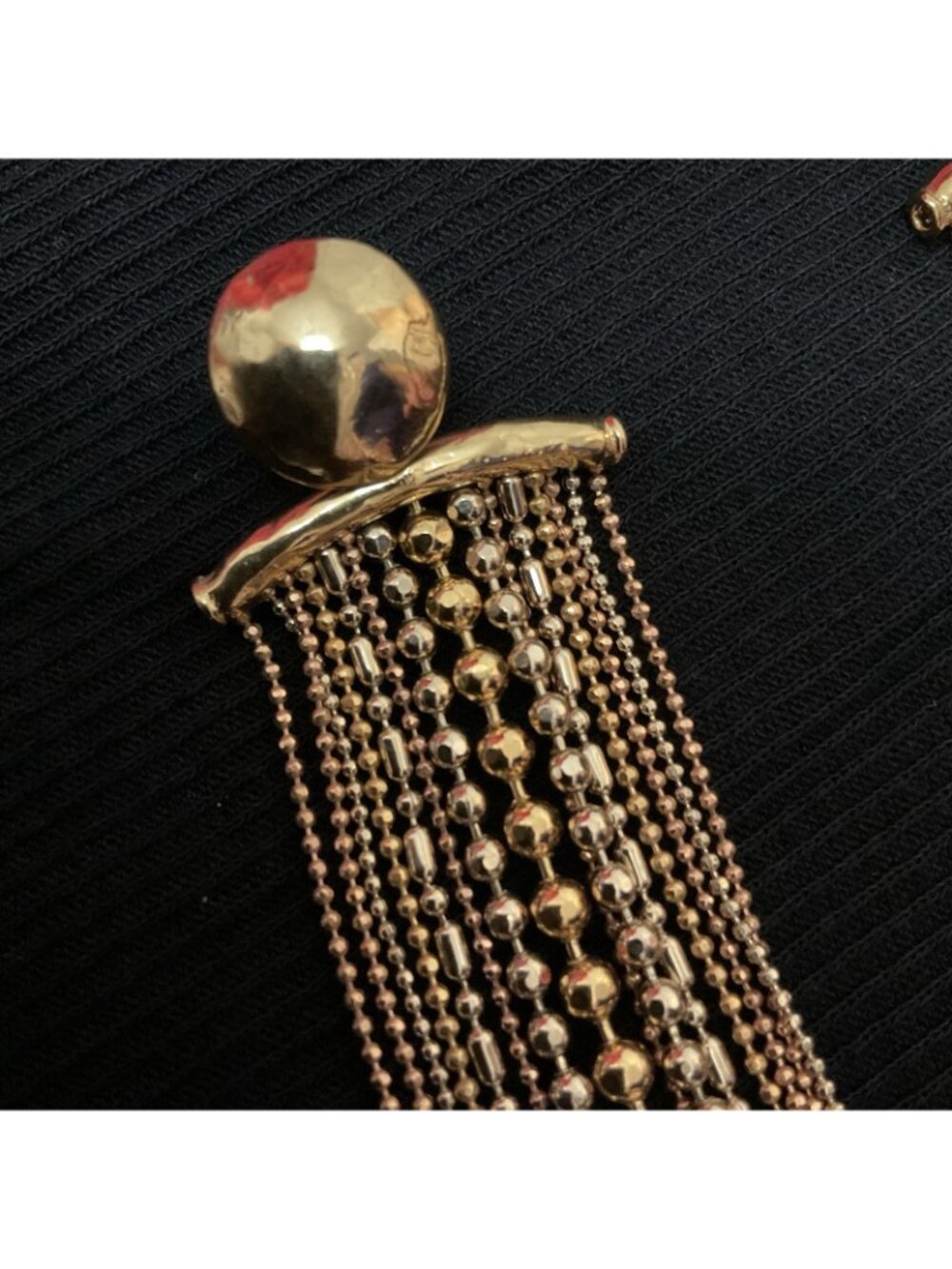 Goossens Paris Golden Chain Fringe Tassel Shoulder Duster Earrings Runway Long - Picture 3 of 7